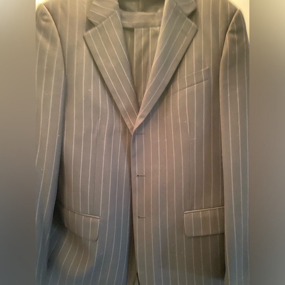 2 piece Eddie Domani gray pinstripe suit size 34 regular
